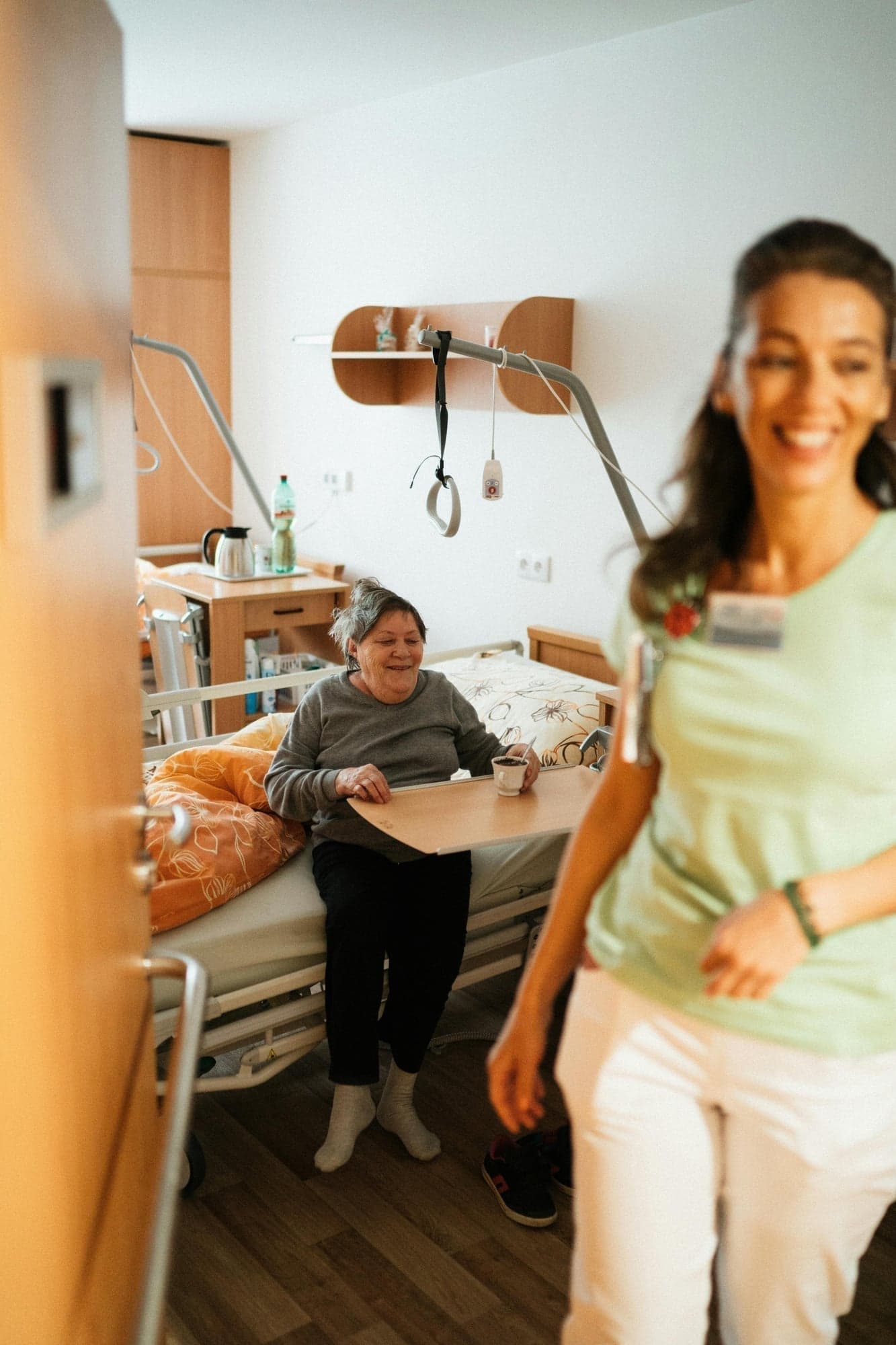 Family visiting patient in healthcare facility